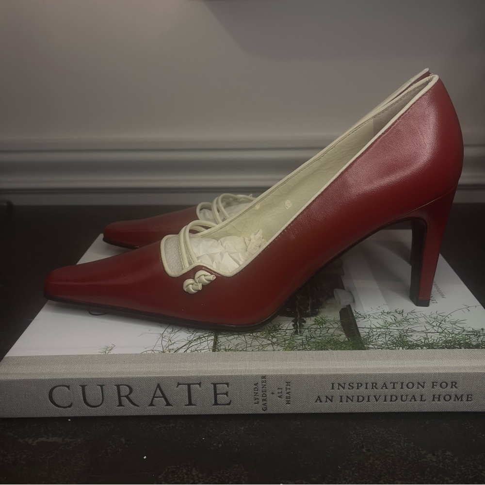 Vintage Elements by Nina Red Leather Heels – Size 7.5 – Never Worn - Picture 6 of 7